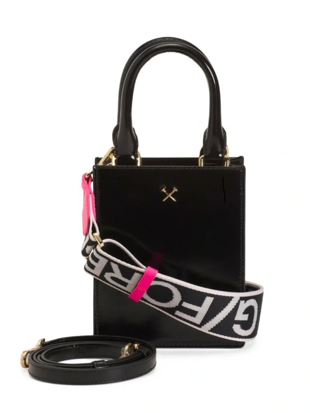G/FORE METAL TEES BOX CALF LEATHER MINI TOTE BAG ONYX Womens Golf NEW
